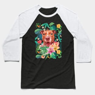 Tropical Red Pit Bull Pitbull 1 Baseball T-Shirt